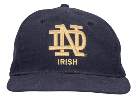 1996 Lou Holtz Game Worn and Signed Notre Dame Hat Worn For Career Win #215 On 11/16/96 vs Pitt! (Holtz LOA) 